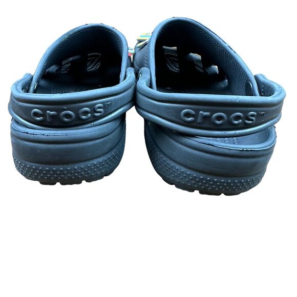 CROCS Black Clogs with Disney Pixar Marvel Batman Jibblets - Size M 6 / W 8 - Picture 9 of 12